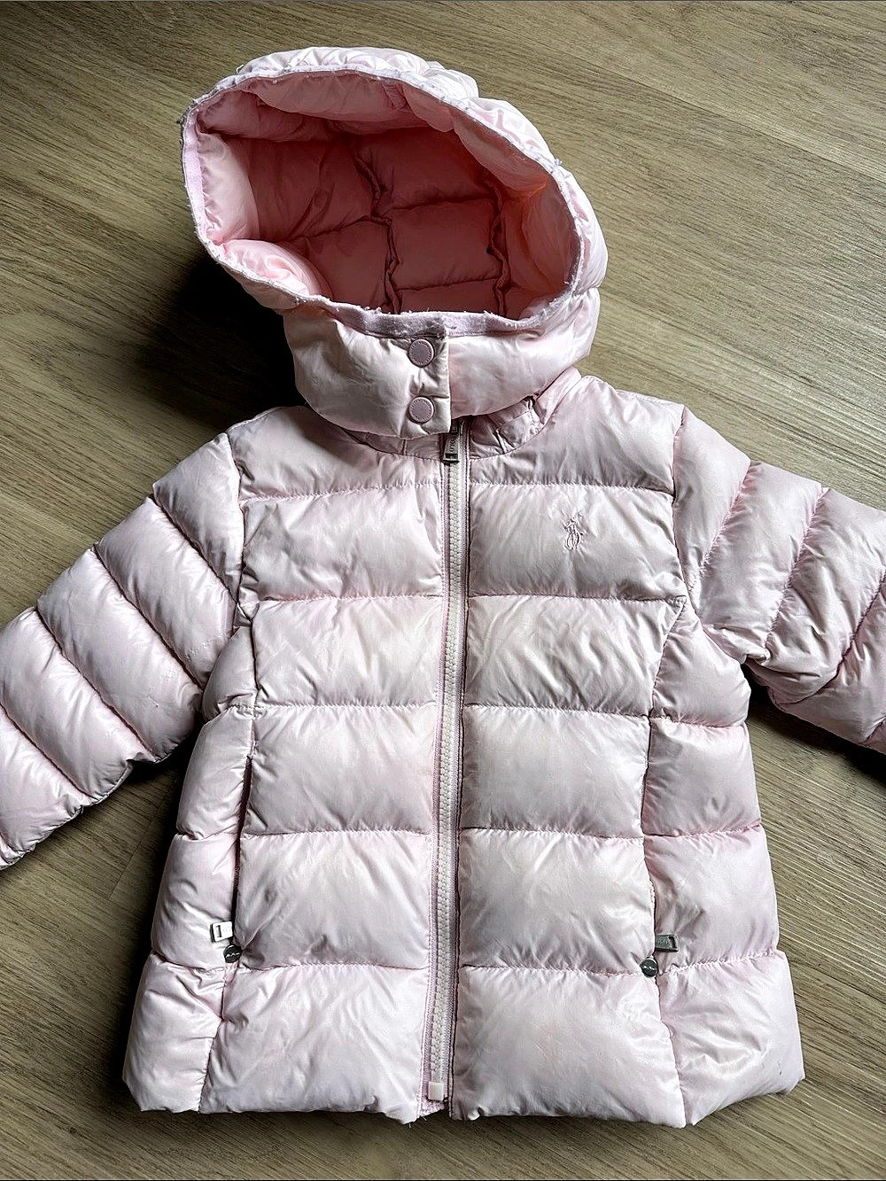 Ralph Lauren Girls 24M Pink Puffer Jacket Like New